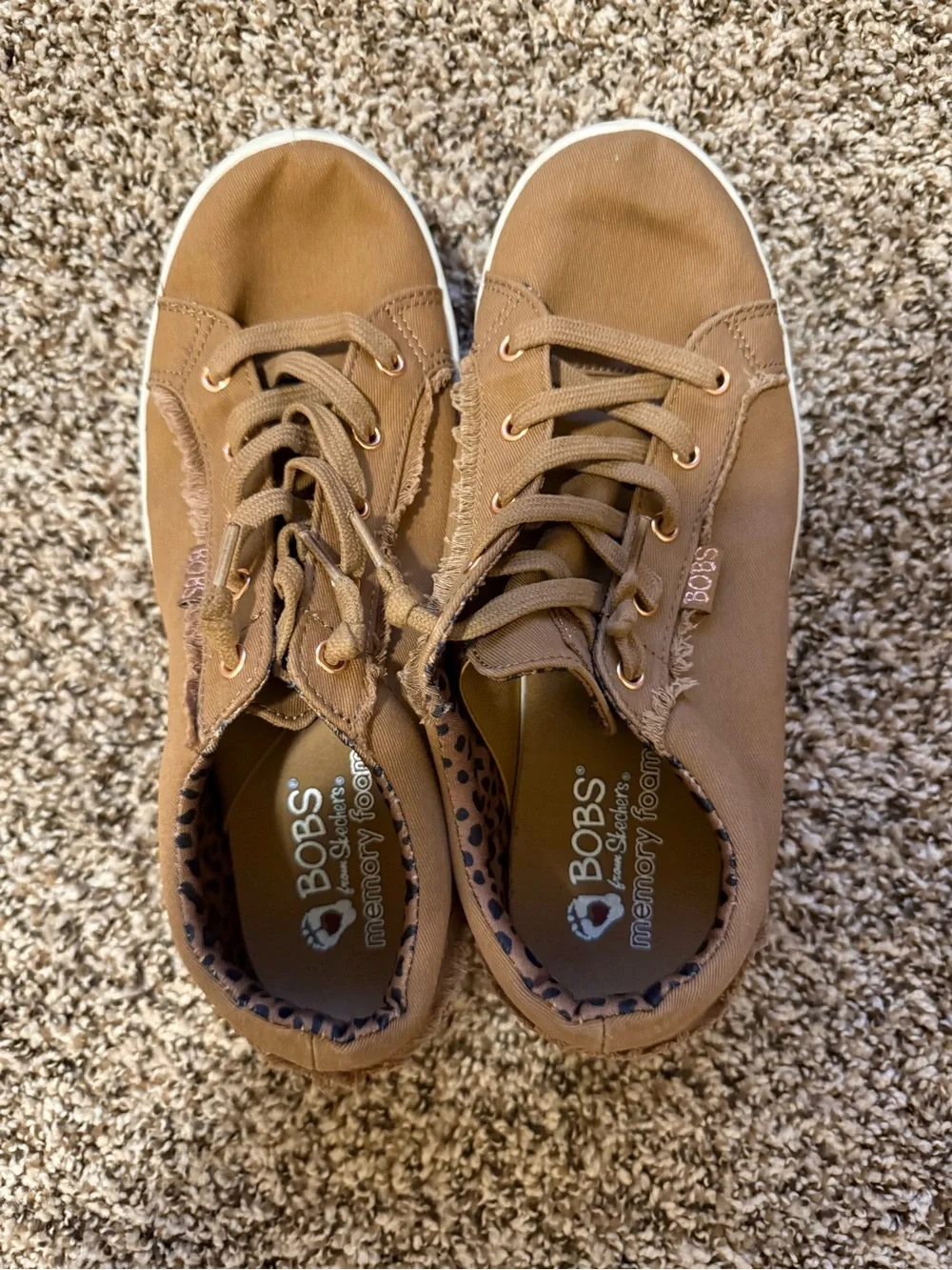 BOBS from Skechers Tan Canvas Lace-Up Sneakers